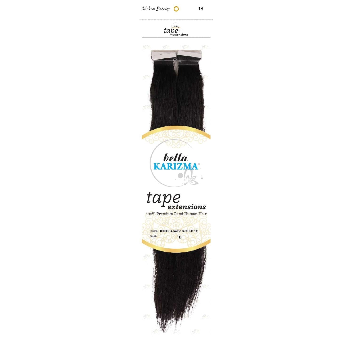 Human Hair Bella Karizma Tape Hair Extension 18 Inch 1B Human Hair Bella Karizma Tape Hair Extension 18 Inch 1B